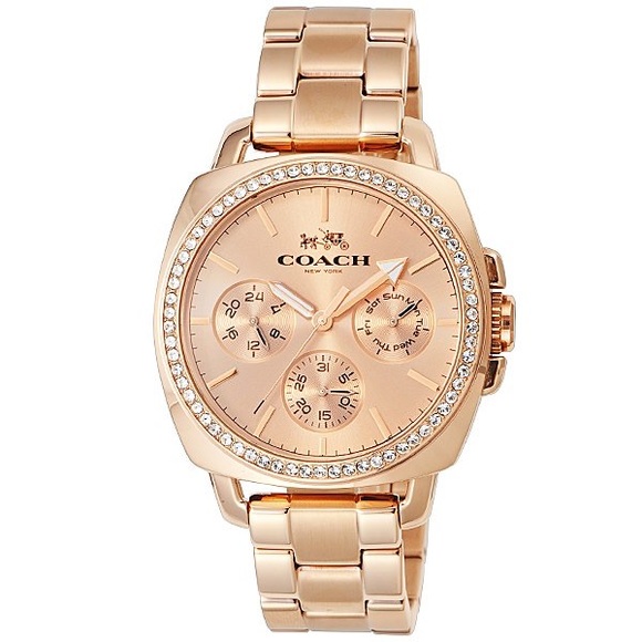 Coach Accessories - Coach boyfriend Swarovski rose gold tone watch